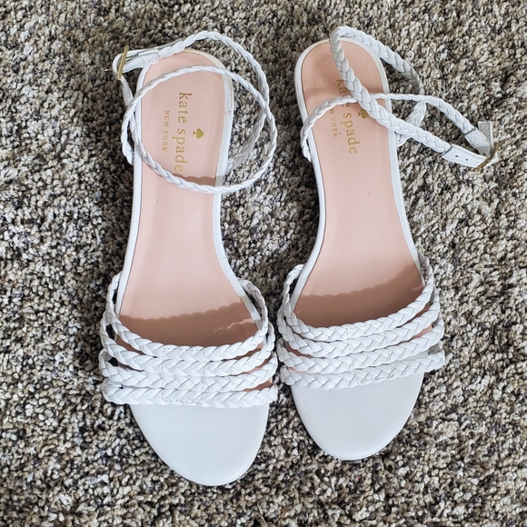 Kate Spade Women's Valencia Braided Strappy Wedge Sandals in White Nappa Size‎ 7 - Picture 3 of 9